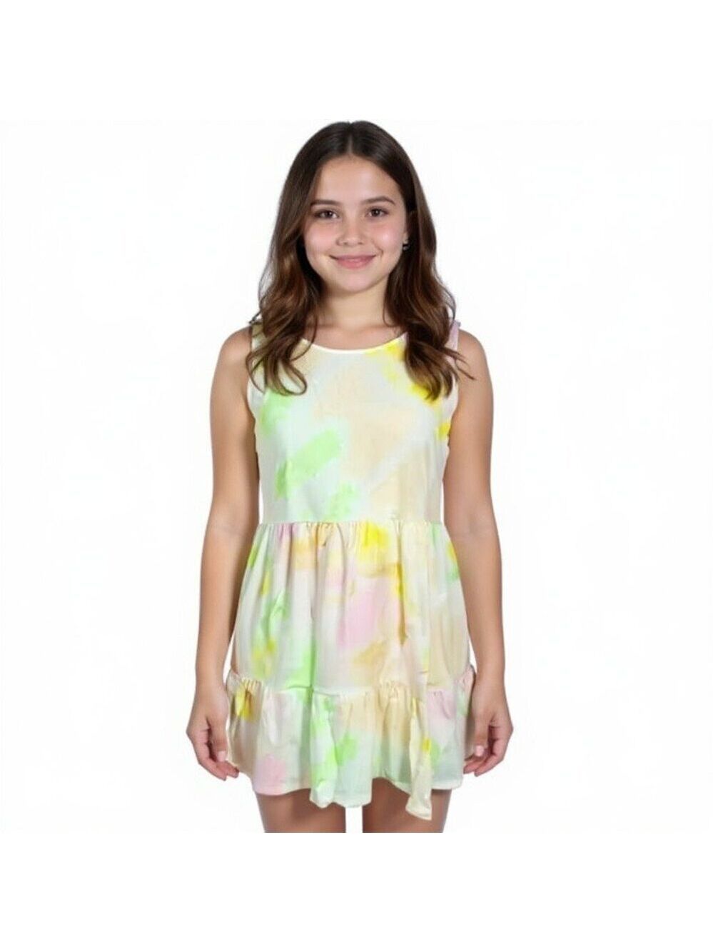 love,fire baby doll dress tiered sleeveless baby tie dye green pink Size XL
